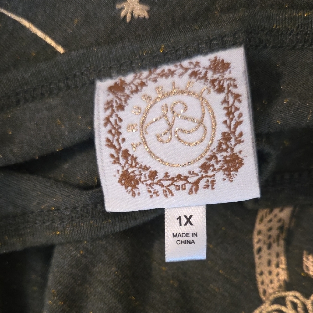Moon & Roses Gold Foil Graphic Olive Green Tee - Picture 8 of 8